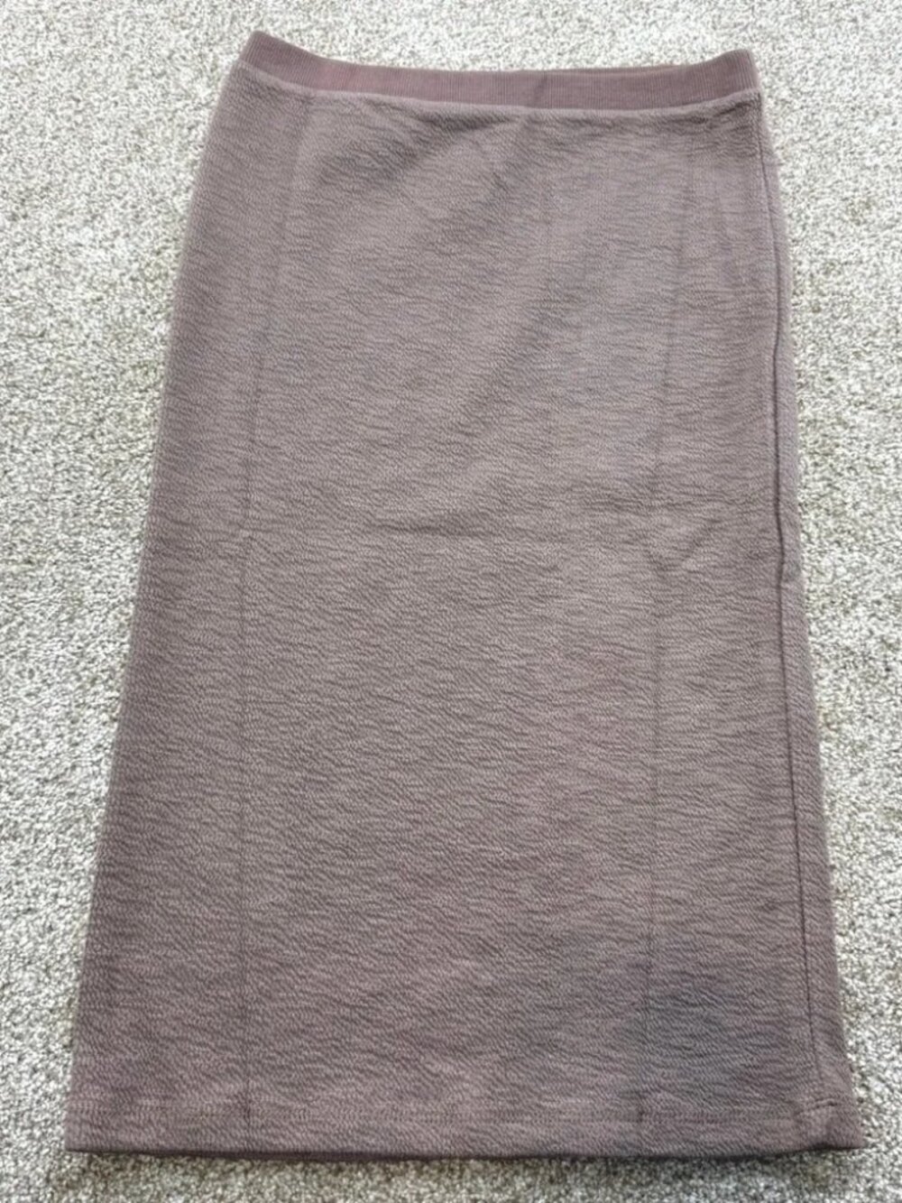Olivaceous Textured Knit Midi Skirt Taupe Brown Large Elastic Waist NEW Office